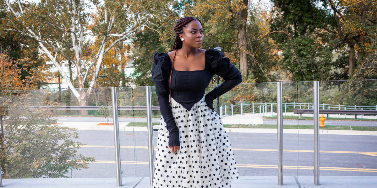 White polka best sale dot pleated skirt