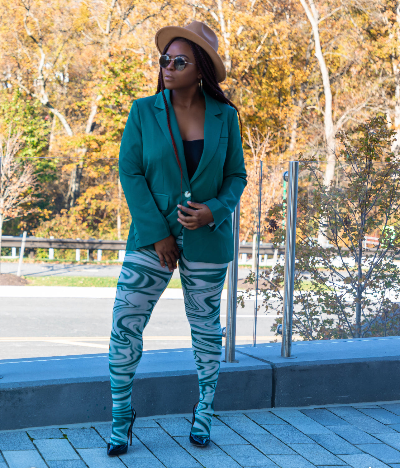 Green Blazer And Legging Set
