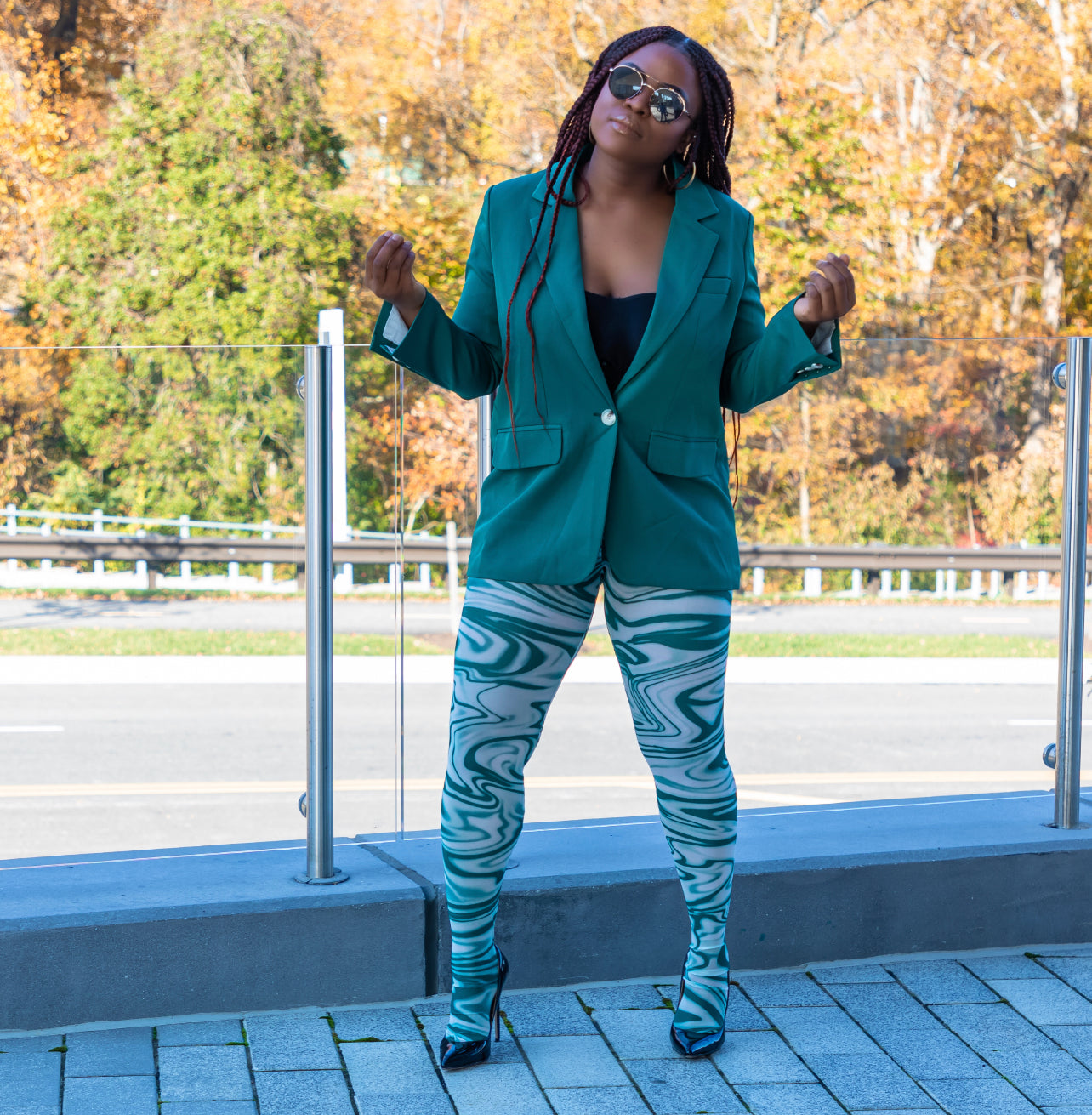 Green Blazer And Legging Set