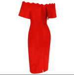 Red Off Shoulder Bandage Dress