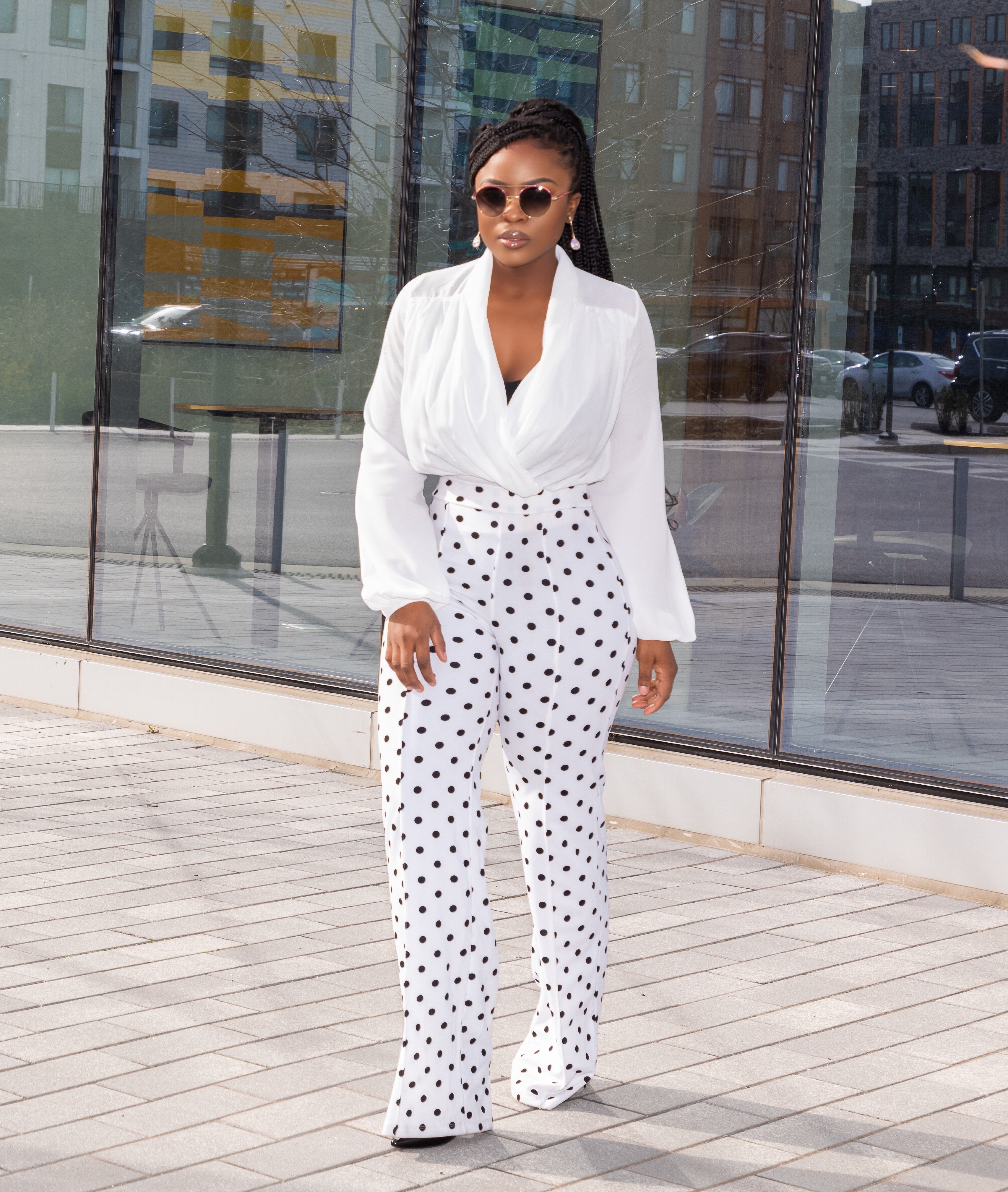 Polka dot high cheap waisted pants