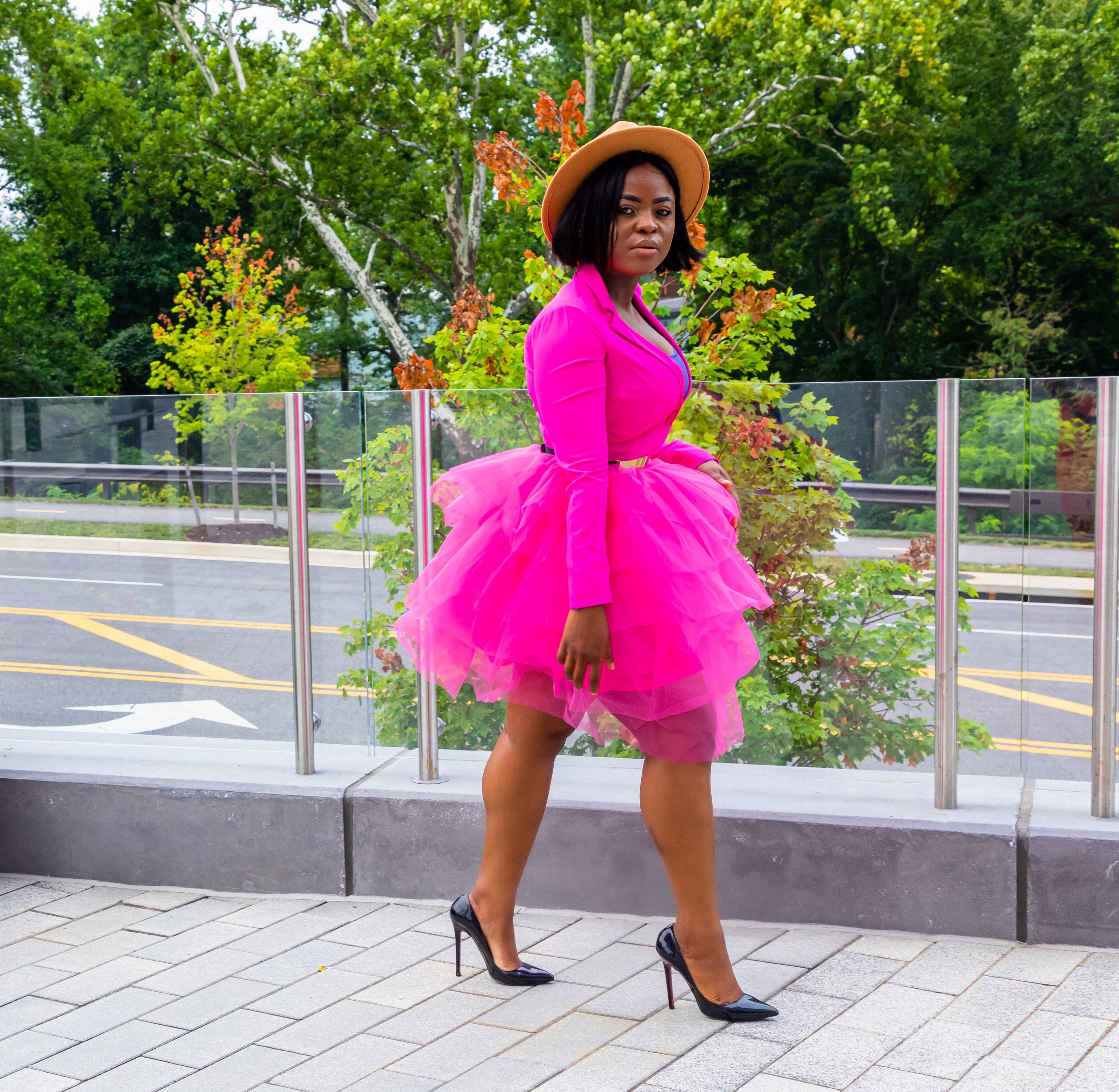 Hot Pink Suit Tulle Dress Marcy Boutique