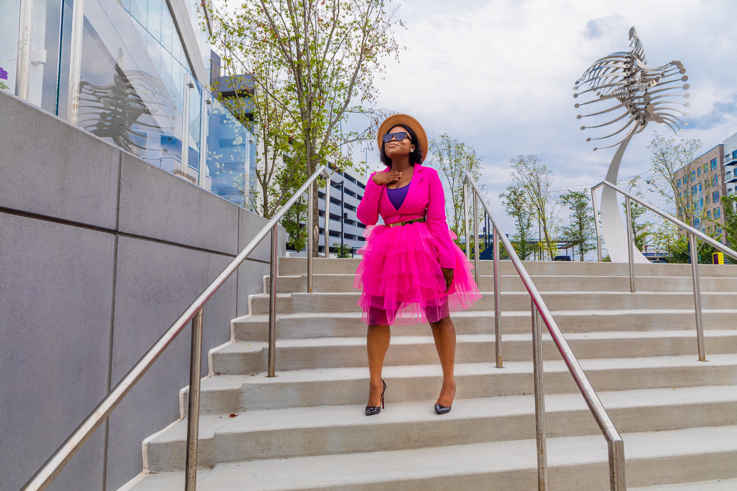 Hot Pink Suit Tulle Dress