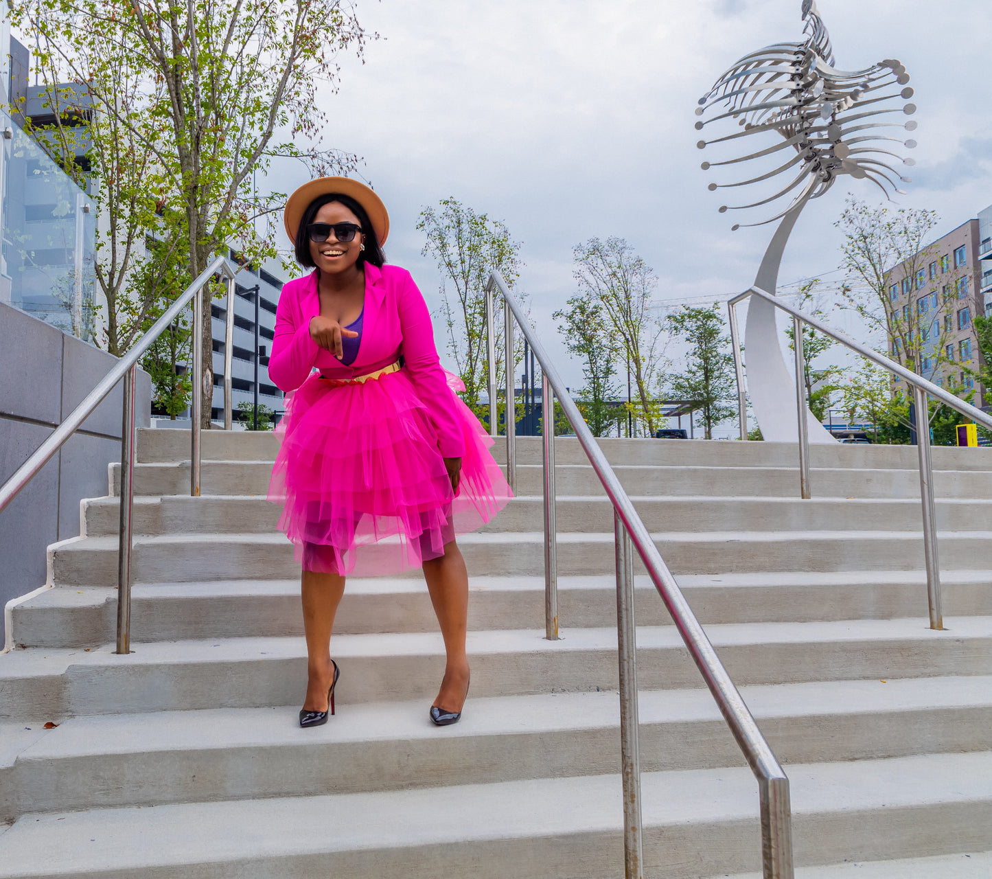 Elegant Chic Pink Dress Hot Pink Suit Tulle Dress Marcy Boutique Elegant Chic Pink Dress Hot Pink Suit Tulle Dress Marcy Boutique