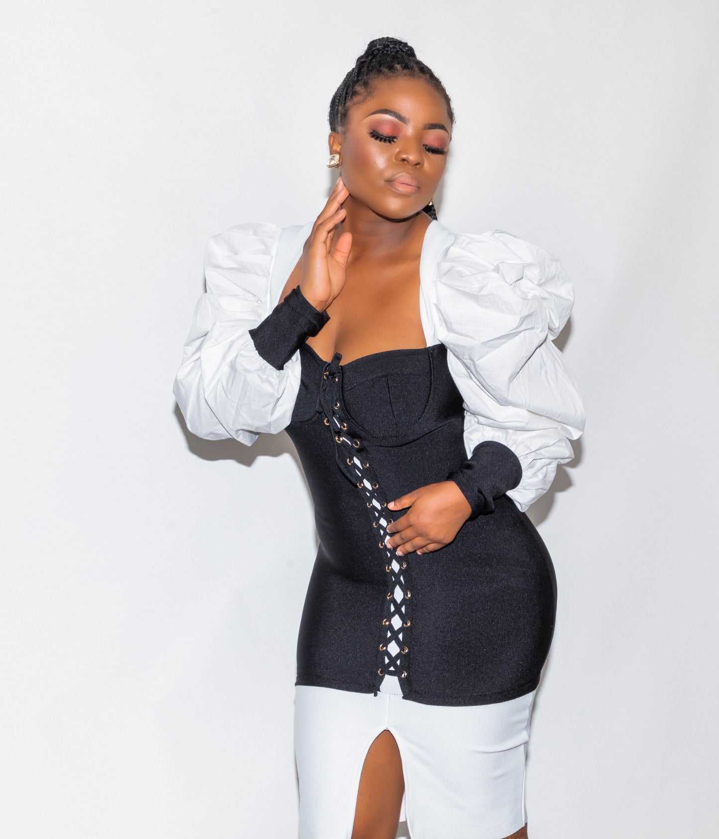 Black And White Puff Sleeve Bodycon Dress Marcy Boutique Elegant Black And White Puff Sleeve Dress S /US 4-6 Black And White Puff Sleeve Bodycon Dress Marcy Boutique Elegant Black And White Puff Sleeve Dress S /US 4-6