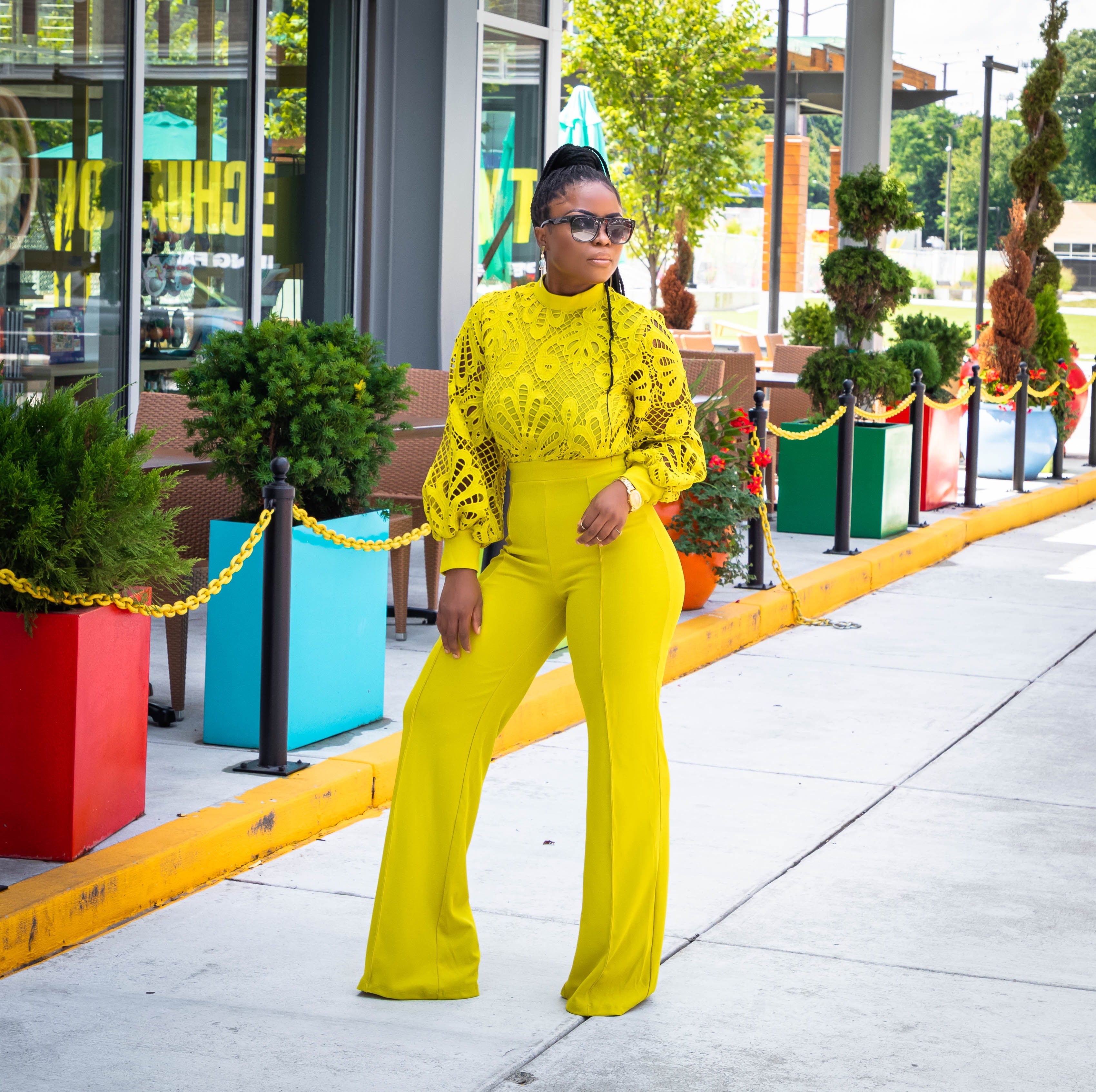 Lime Crochet Print Top Jumpsuit – Marcy Boutique