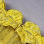 Yellow Off Shoulder Midi Bodycon Dress