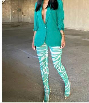 Green Blazer And Legging Set