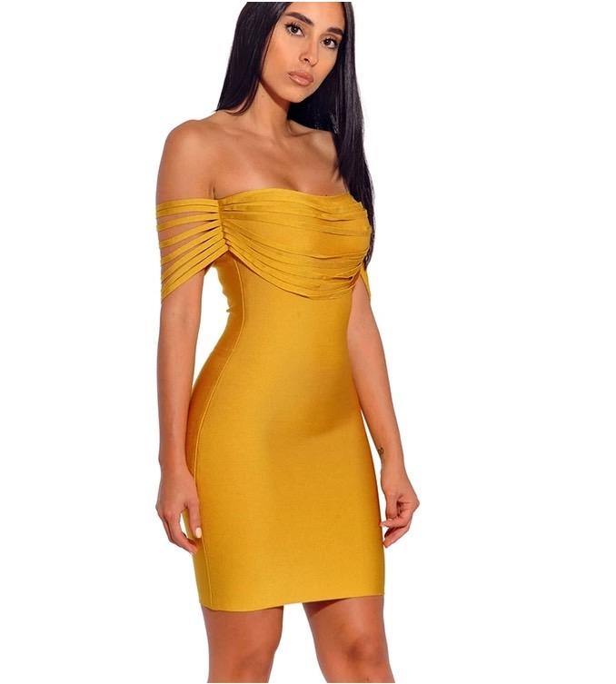 Yellow bandage 2024 midi dress